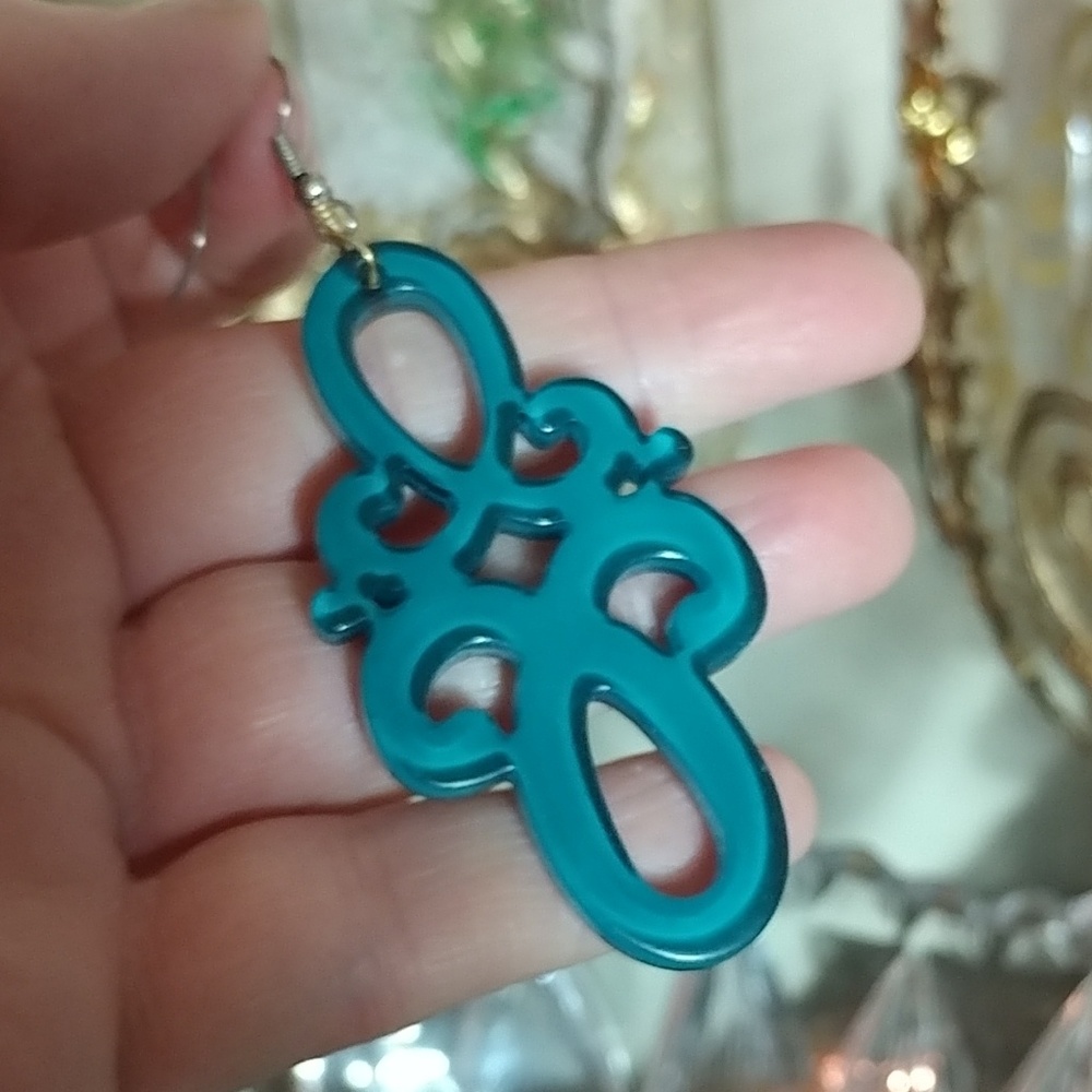 Diane Von Furstenberg Teal Statement Earrings